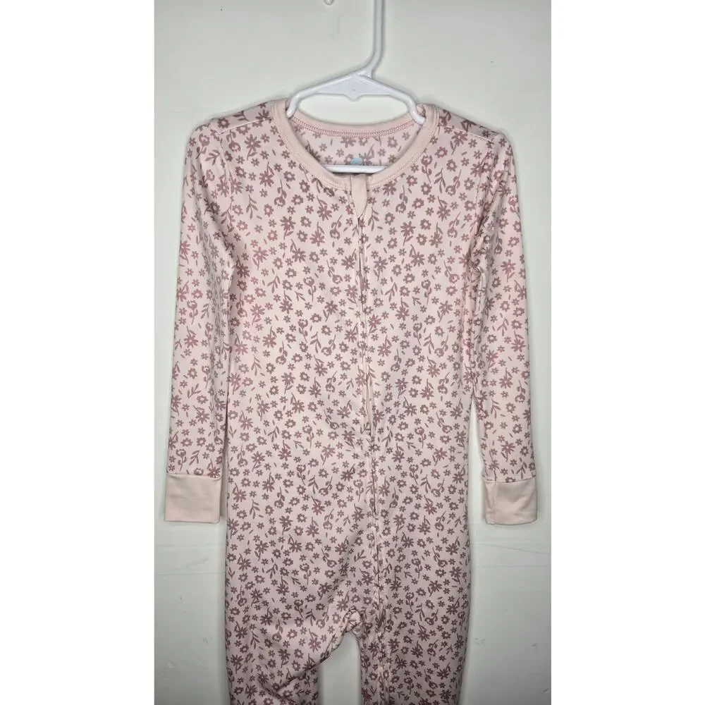 CLOUD ISLAND Girl's Floral Zip Up Pajamas Size 5T